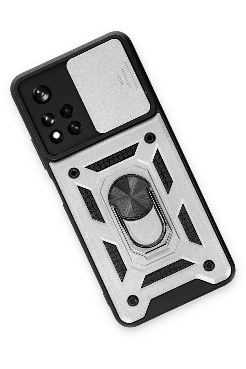 Xiaomi Redmi Note 11T Kılıf Pars Lens Yüzüklü Silikon - Gümüş