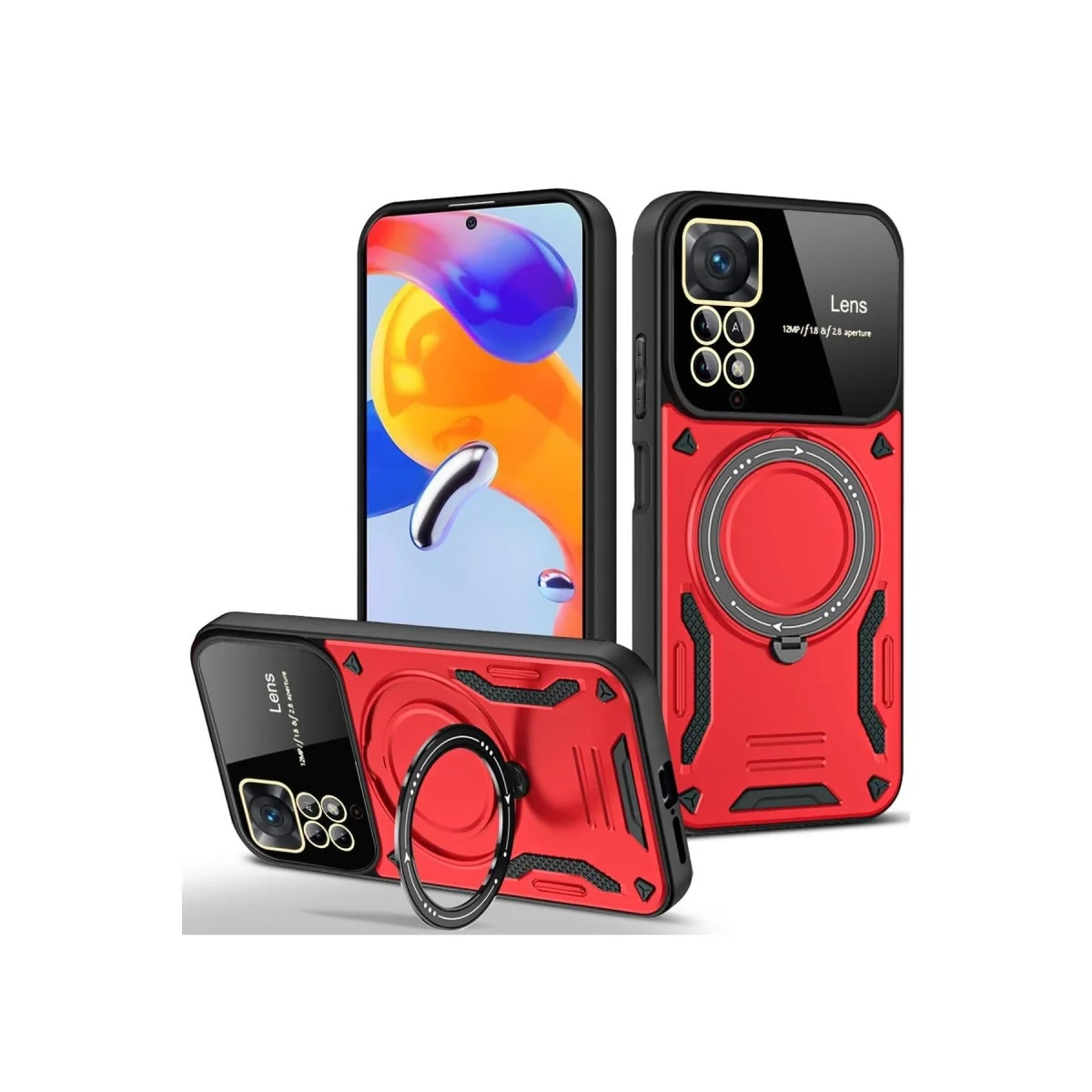 Xiaomi Redmi Note 11 Pro Kılıf Joy Lens Standlı Kapak - Kırmızı Fiyatı, Yorumları ve Özellikleri