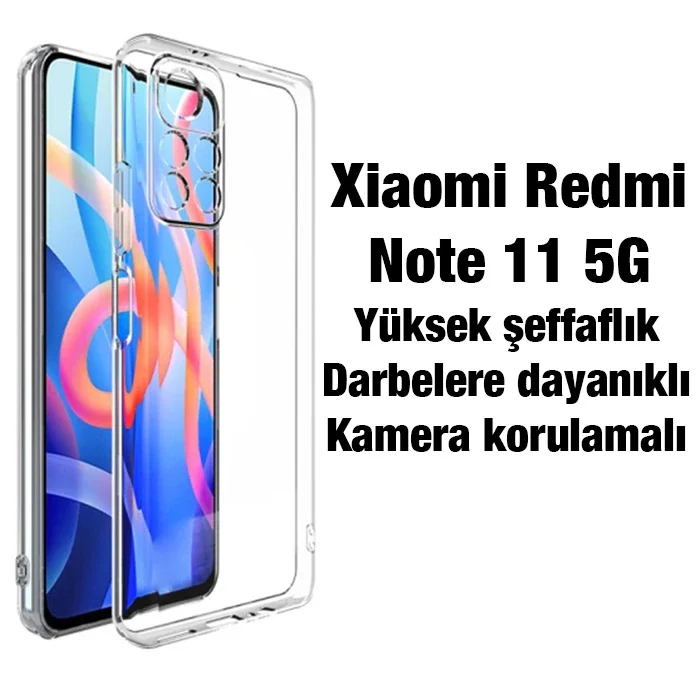Xiaomi Redmi Note 11 5G Kılıf - Kamera Korumalı Ultra İnce Şeffaf Silikon