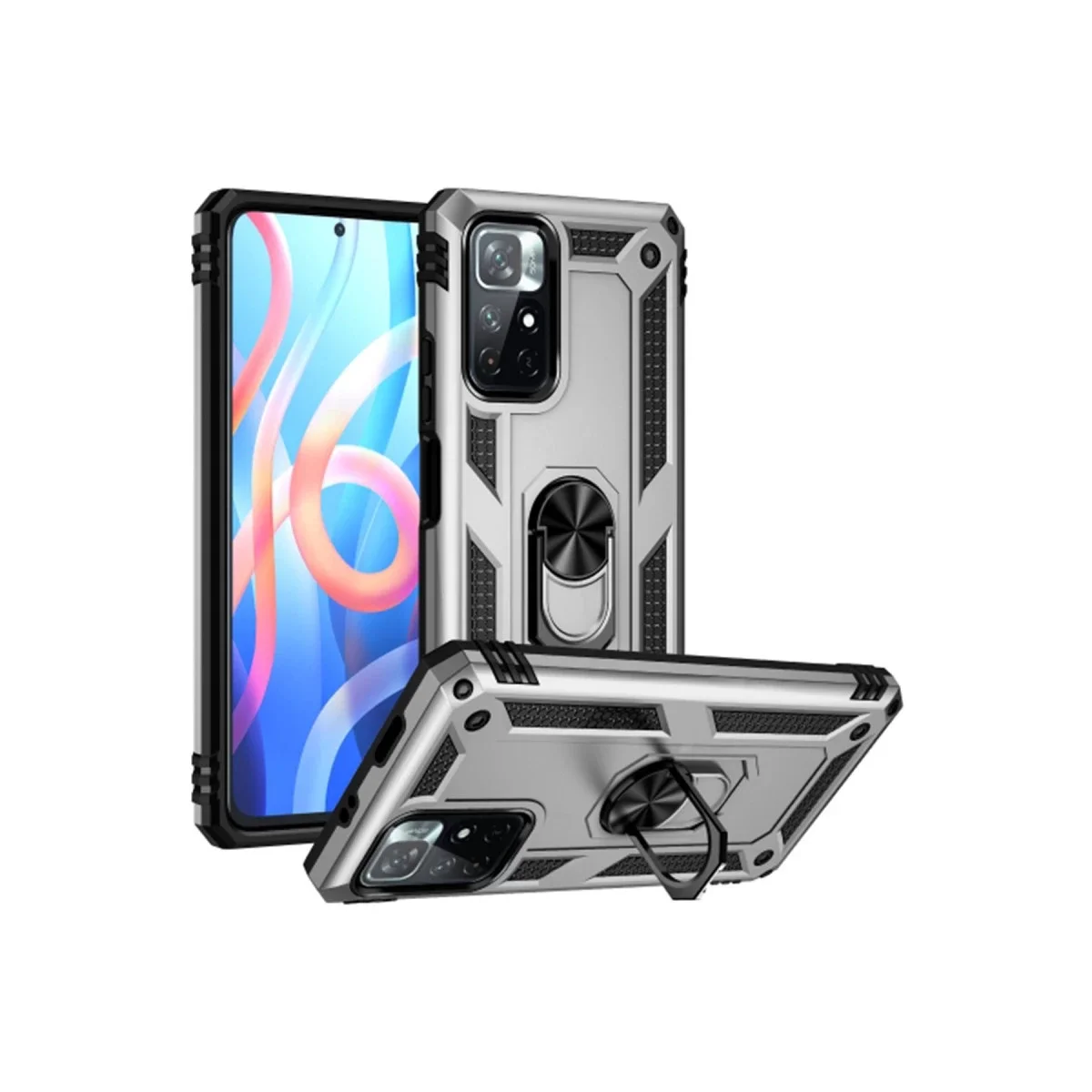 Xiaomi Redmi Note 11T Kılıf Sofya Yüzüklü Silikon Kapak - Gümüş Xiaomi Redmi Note 11T Kılıf Sofya Yüzüklü Silikon Kapak - Gümüş