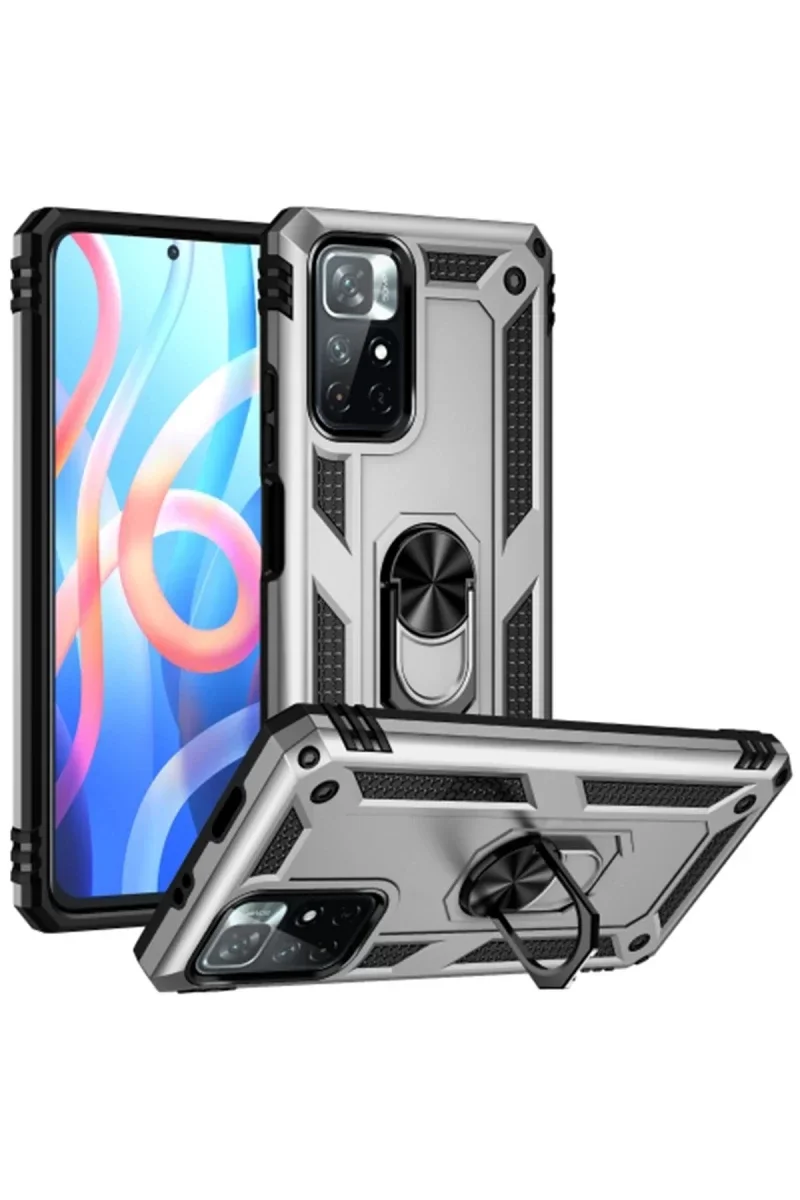 Xiaomi Redmi Note 11T Kılıf Sofya Yüzüklü Silikon Kapak - Gümüş Xiaomi Redmi Note 11T Kılıf Sofya Yüzüklü Silikon Kapak - Gümüş