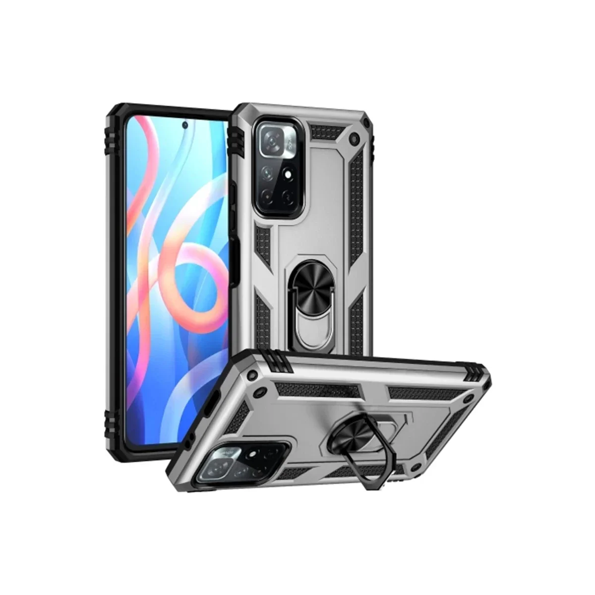 Xiaomi Redmi Note 11T Kılıf Sofya Yüzüklü Silikon Kapak - Gümüş Xiaomi Redmi Note 11T Kılıf Sofya Yüzüklü Silikon Kapak - Gümüş