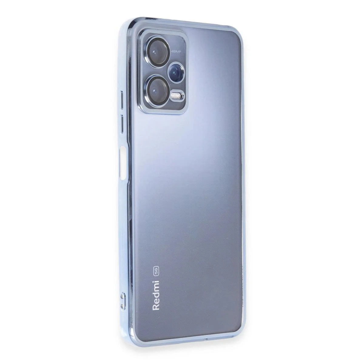 Xiaomi Redmi Note 12 5G ile Uyumlu Razer Lensli Silikon Kılıf - Açık Mavi, 4 Köşe Airbag Darbe Emici