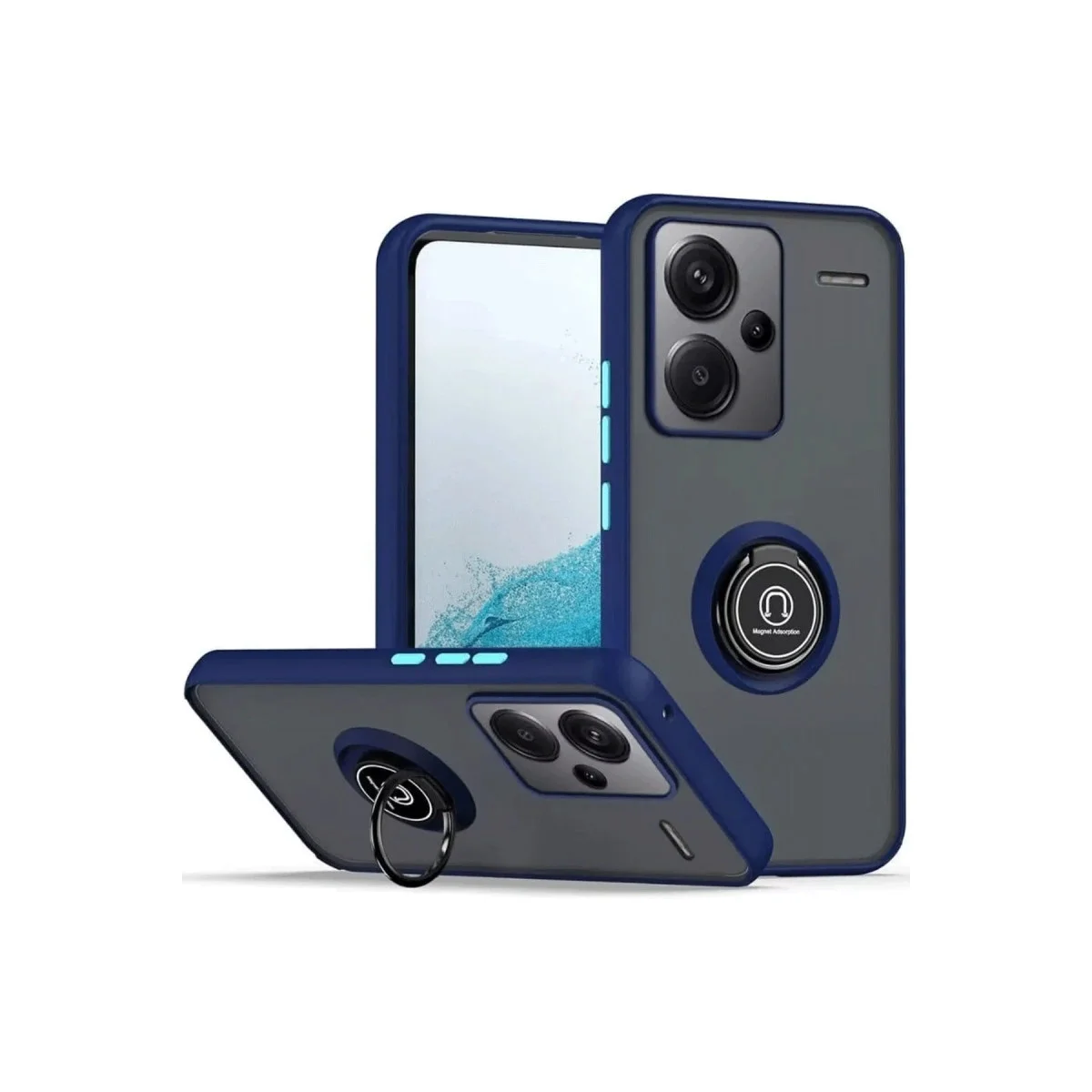 Xiaomi Redmi Note 13 Pro Plus Kılıf Montreal Yüzüklü Silikon Kapak - Lacivert Xiaomi Redmi Note 13 Pro Plus Kılıf Montreal Yüzüklü Silikon Kapak - Lacivert