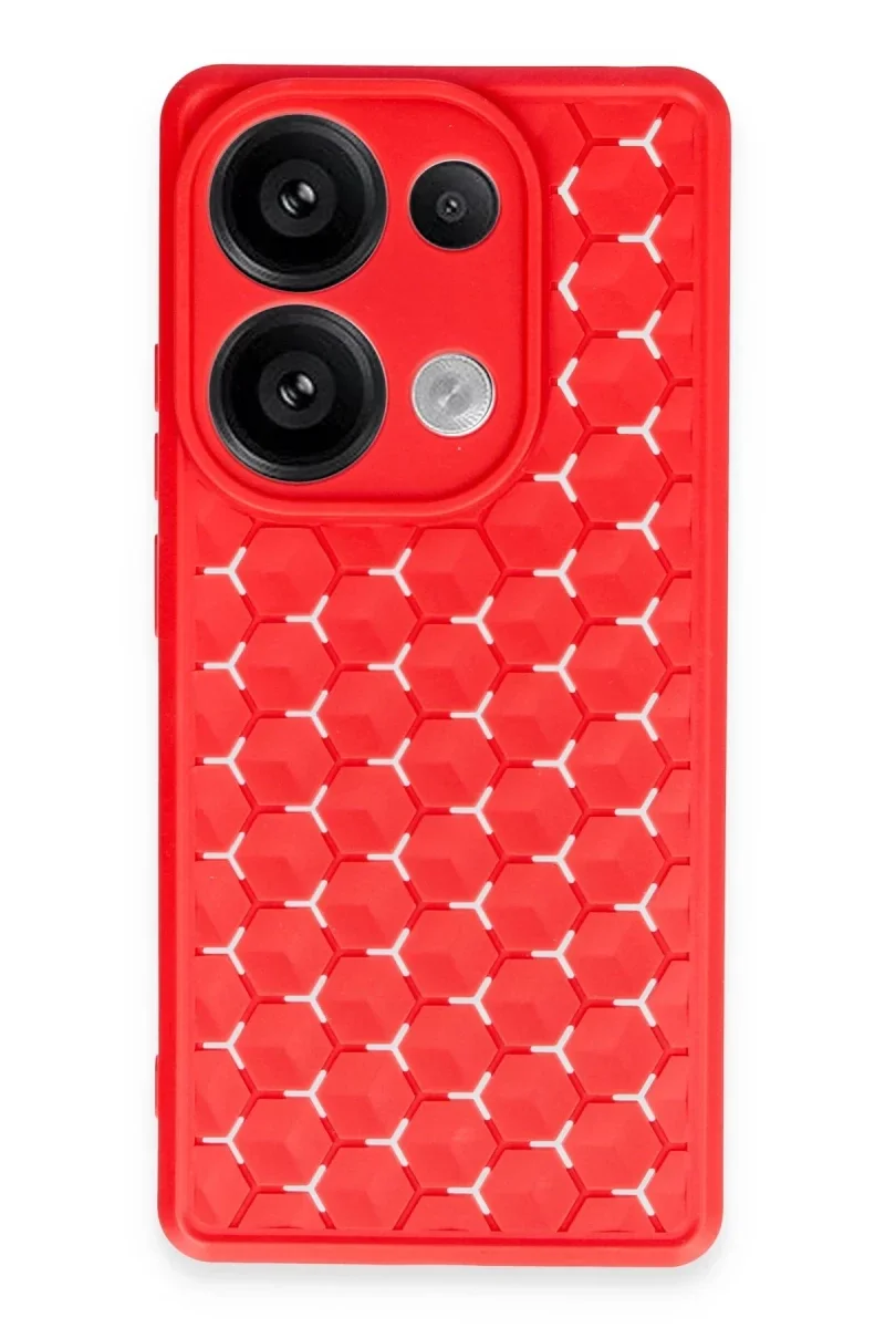 Xiaomi Redmi Note 13 Pro 4G Kılıf Petek Silikon Kapak - Kırmızı Xiaomi Redmi Note 13 Pro 4G Kılıf Petek Silikon Kapak - Kırmızı