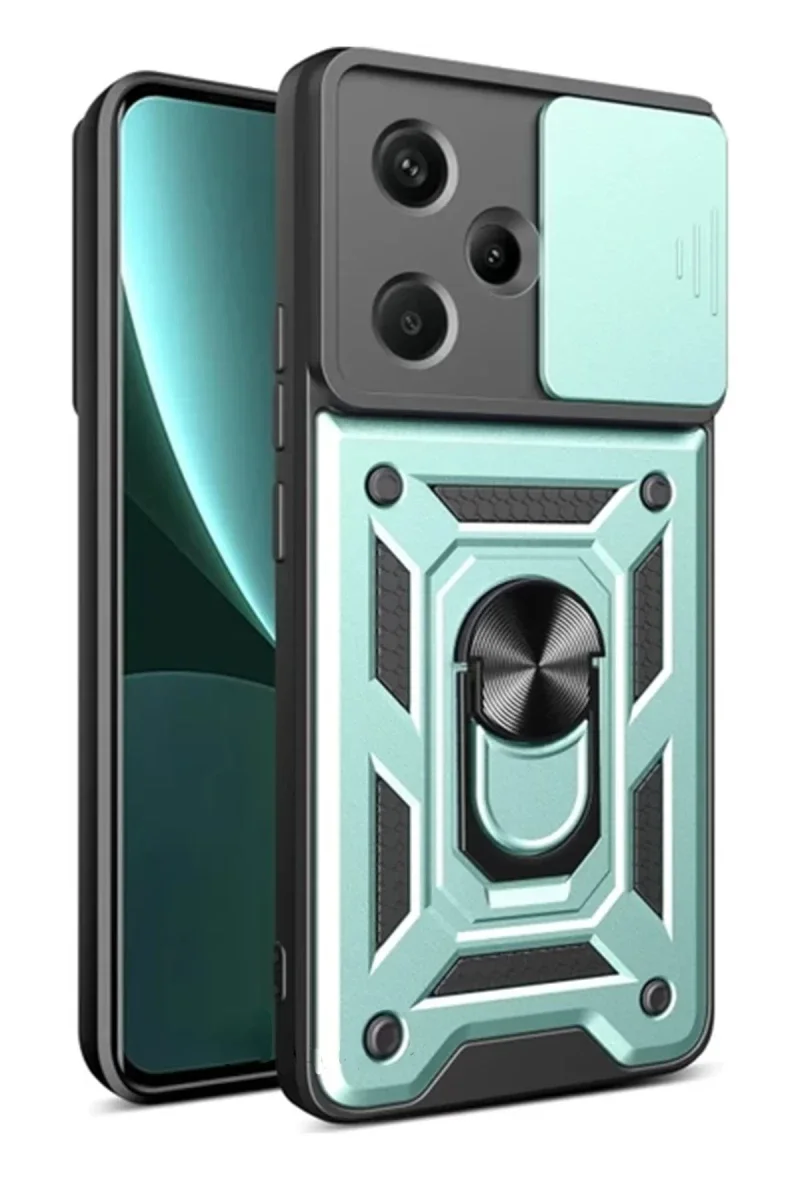 Xiaomi Redmi Note 13 Pro Plus Kılıf Pars Lens Yüzüklü Silikon - Yeşil