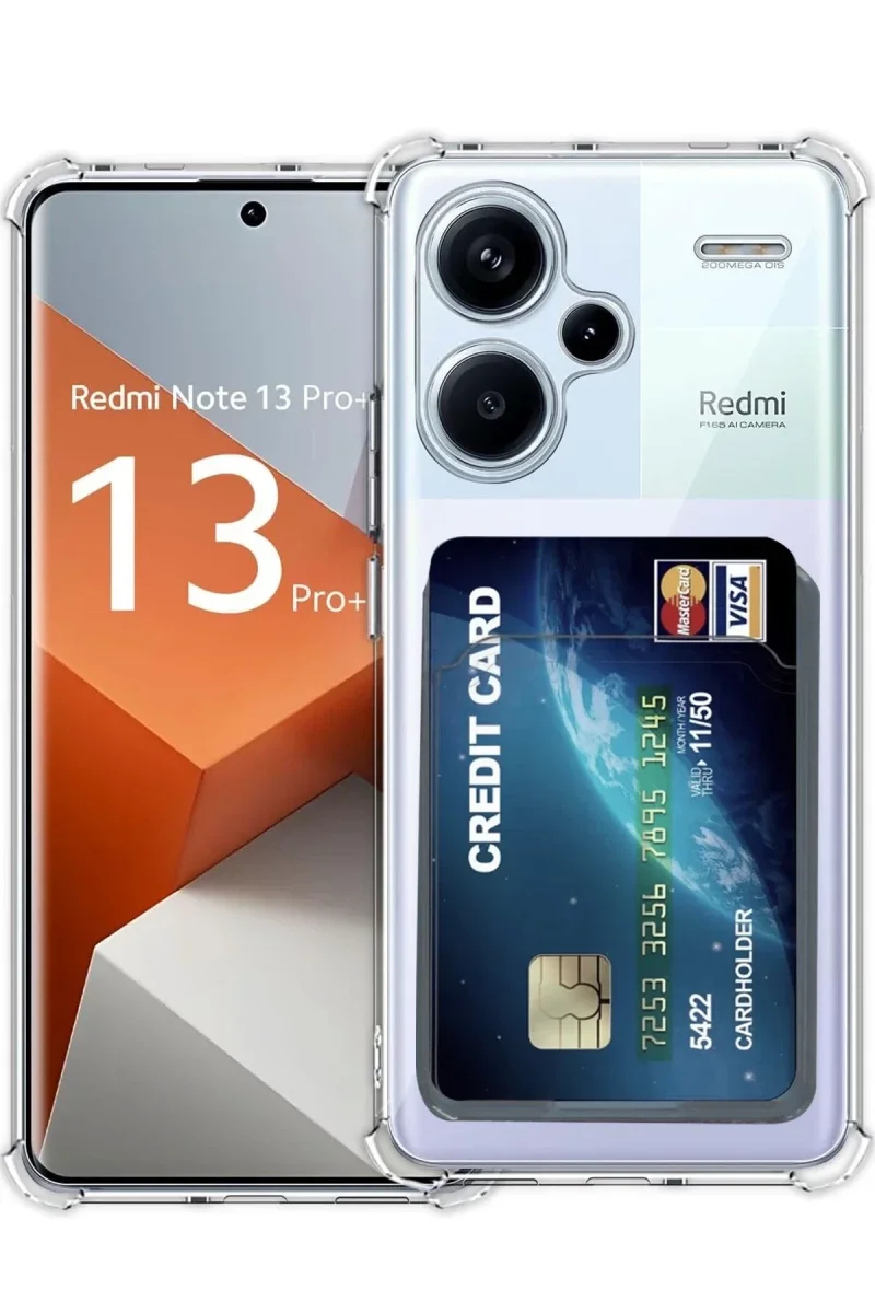 Xiaomi Redmi Note 13 Pro Plus Kılıf Kart Şeffaf Silikon - Şeffaf Xiaomi Redmi Note 13 Pro Plus Kılıf Kart Şeffaf Silikon - Şeffaf