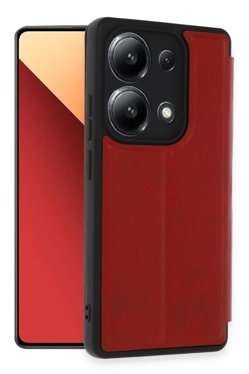 Xiaomi Redmi Note 13 4G Kılıf Flip Cover - Kırmızı Xiaomi Redmi Note 13 4G Kılıf Flip Cover - Kırmızı