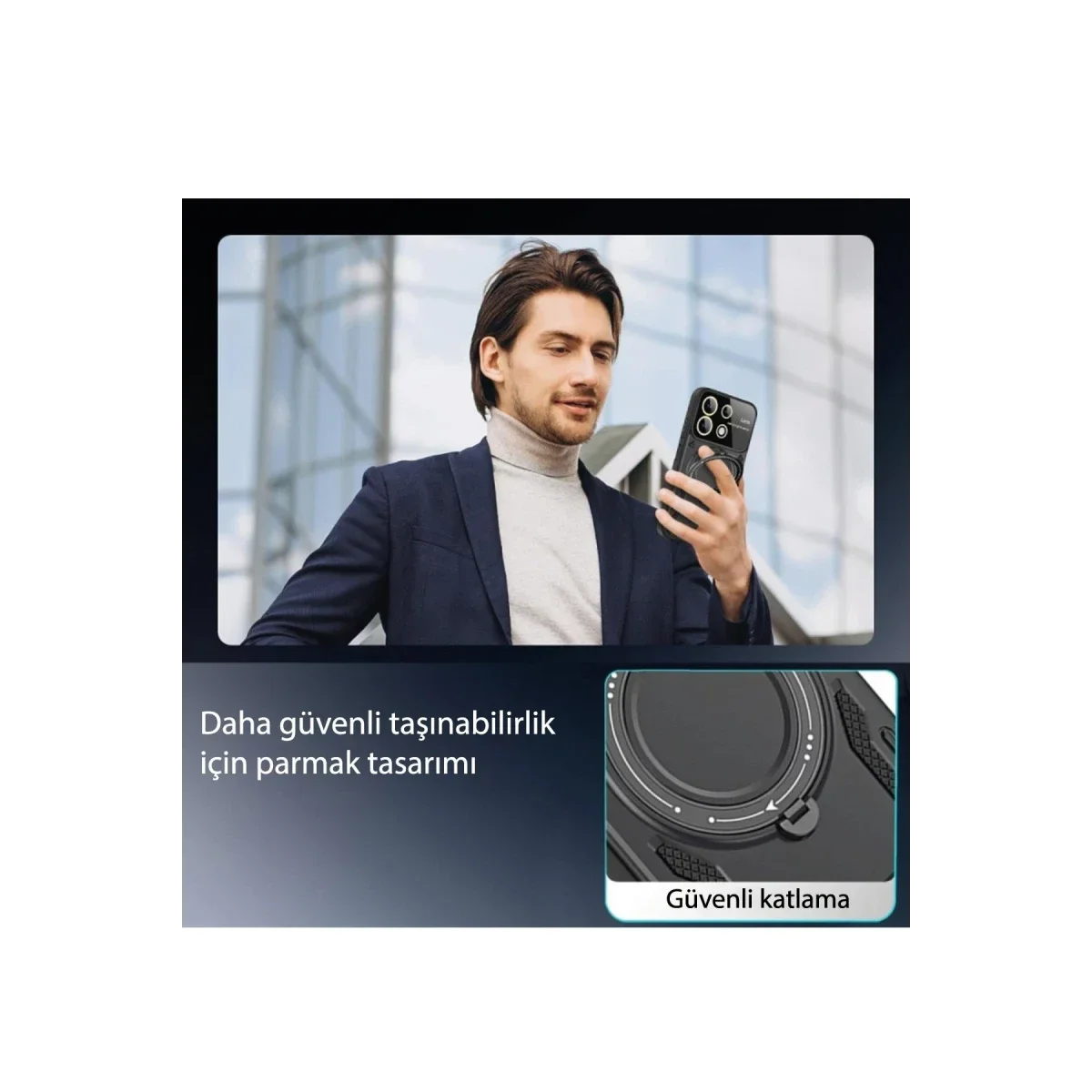 Xiaomi Redmi Note 13 Pro 5G Kılıf Joy Lens Standlı Kapak - Koyu Yeşil Xiaomi Redmi Note 13 Pro 5G Kılıf Joy Lens Standlı Kapak - Koyu Yeşil