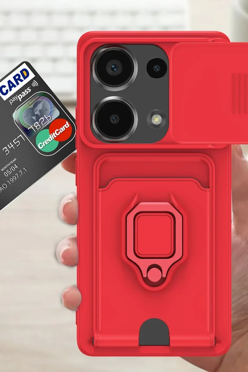 Xiaomi Redmi Note 13 Pro 4G Kılıf Zuma Kartvizitli Yüzüklü Silikon - Kırmızı Fiyatı, Yorumları ve Özellikleri