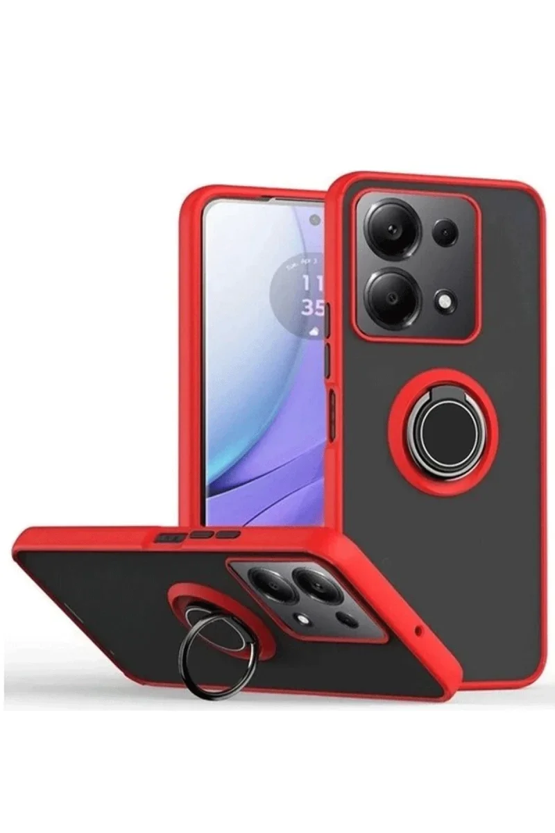 Xiaomi Redmi Note 13 Pro 4G Montreal Yüzüklü Silikon Kapak - Kırmızı Xiaomi Redmi Note 13 Pro 4G Montreal Yüzüklü Silikon Kapak - Kırmızı