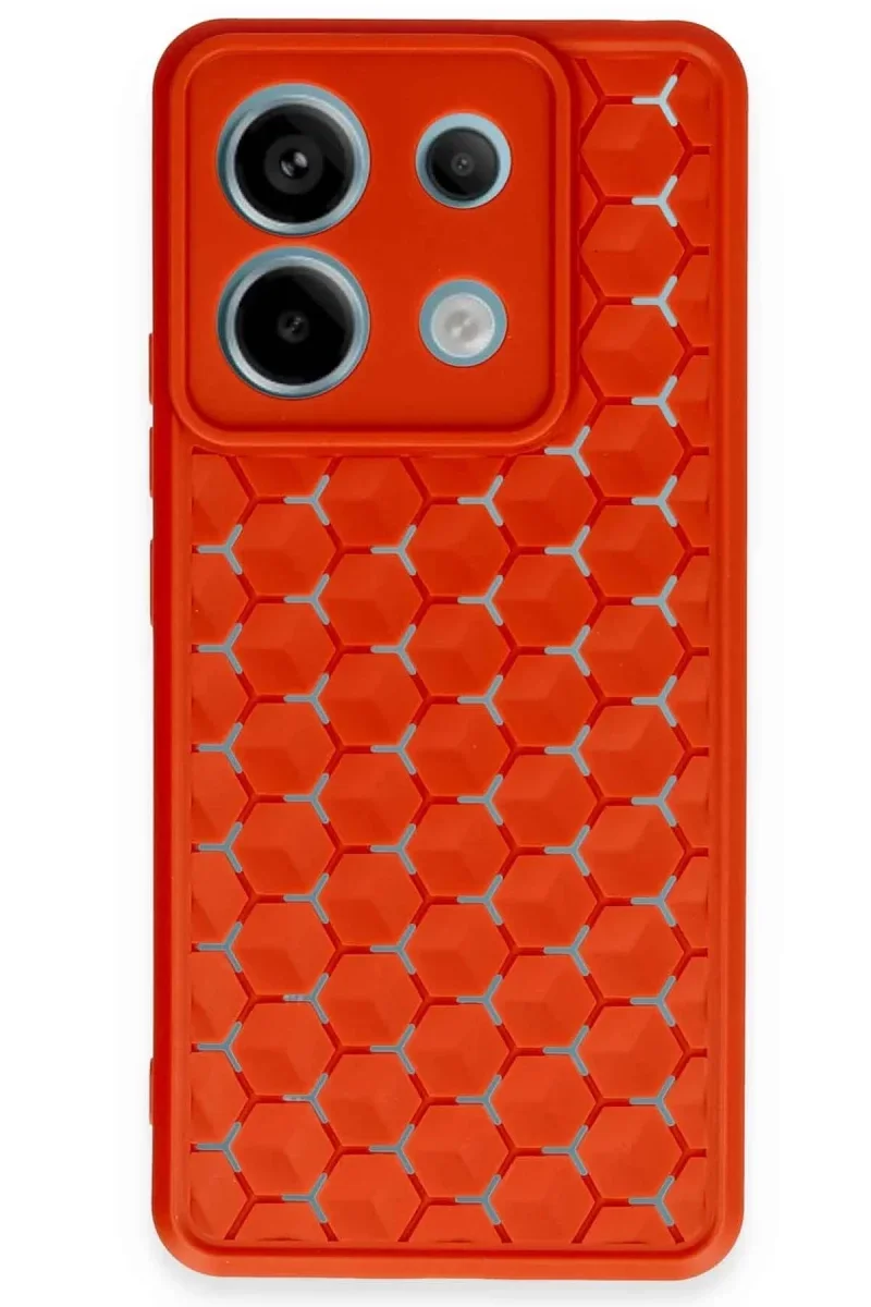 Xiaomi Redmi Note 13 Pro 5G Kılıf Petek Silikon Kapak - Kırmızı Xiaomi Redmi Note 13 Pro 5G Kılıf Petek Silikon Kapak - Kırmızı