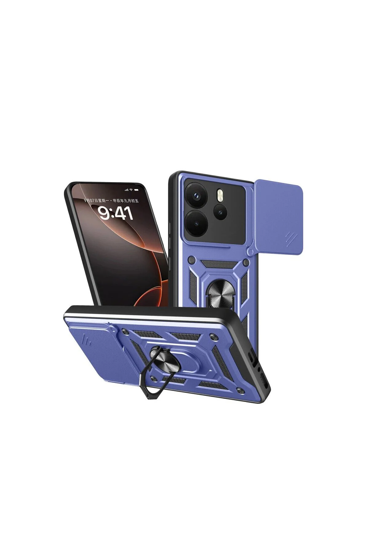 Xiaomi Redmi Note 14 4g Pars Lens Yüzüklü Silikon - Lacivert