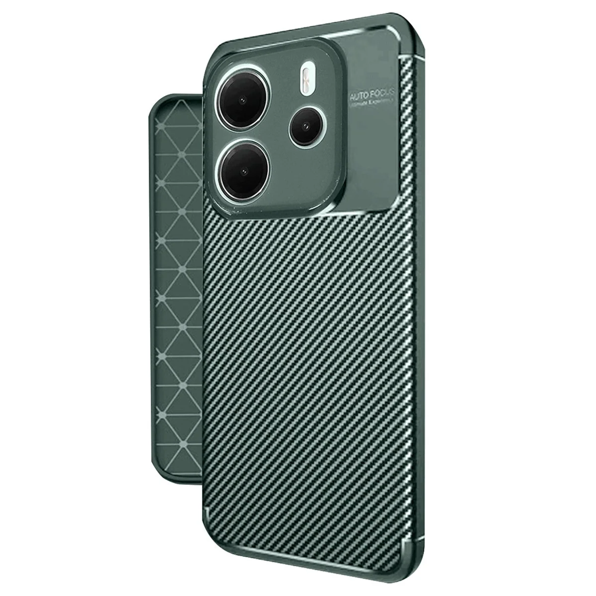 Xiaomi Redmi Note 14 4g Kılıf Auto Focus Karbon Kapak - Koyu Yeşil Xiaomi Redmi Note 14 4g Kılıf Auto Focus Karbon Kapak - Koyu Yeşil