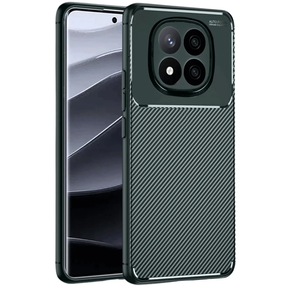Xiaomi Redmi Note 14 Pro 4g Kılıf Auto Focus Karbon Kapak - Koyu Yeşil Xiaomi Redmi Note 14 Pro 4g Kılıf Auto Focus Karbon Kapak - Koyu Yeşil