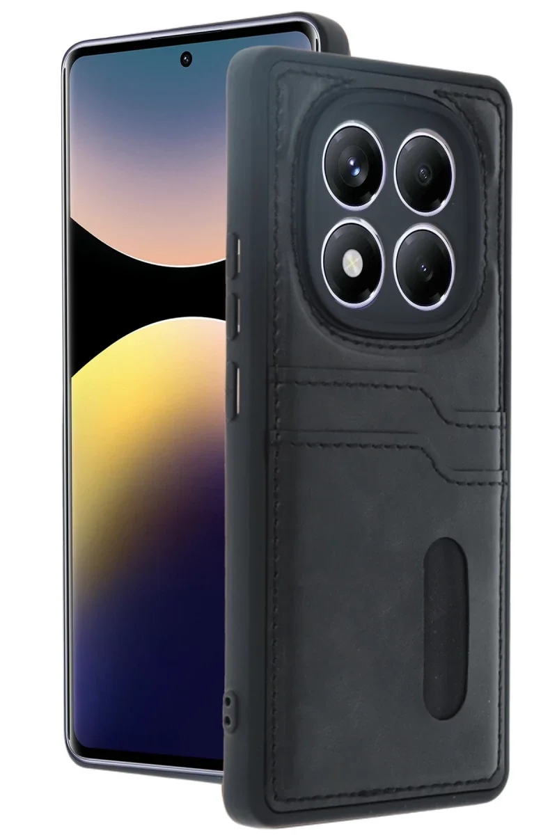 Xiaomi Redmi Note 14 Pro 5G Kılıf Sara Kartvizitli Deri Kılıf - Siyah Xiaomi Redmi Note 14 Pro 5G Kılıf Sara Kartvizitli Deri Kılıf - Siyah