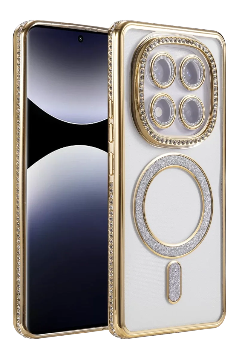 Xiaomi Redmi Note 14 Pro 5G Joke Simli Magneticsafe Kılıf - Gold