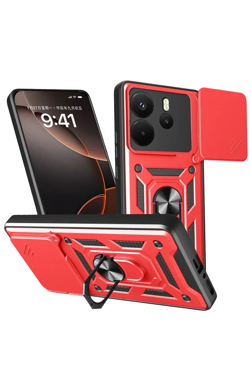 Xiaomi Redmi Note 14 4G Pars Lens Yüzüklü Silikon - Kırmızı Xiaomi Redmi Note 14 4G Pars Lens Yüzüklü Silikon - Kırmızı