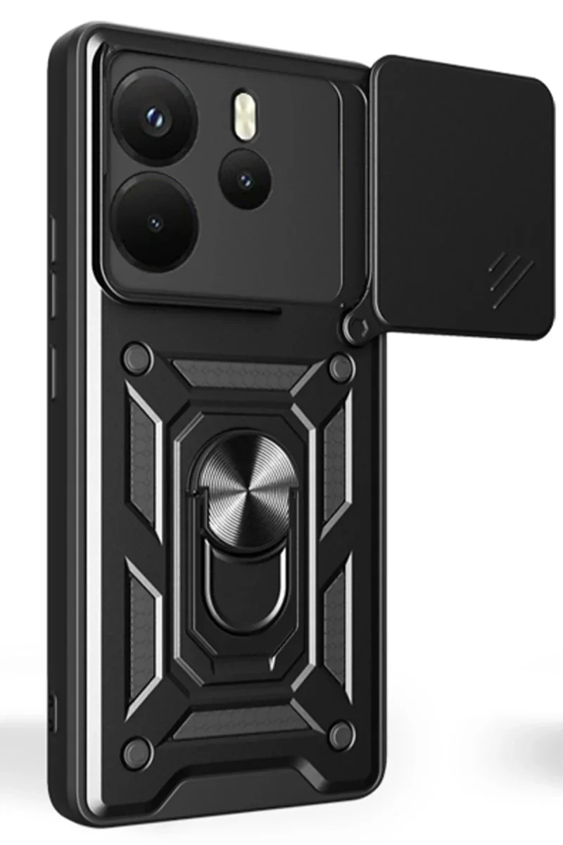 Xiaomi Redmi Note 14 4G Pars Lens Yüzüklü Silikon - Siyah