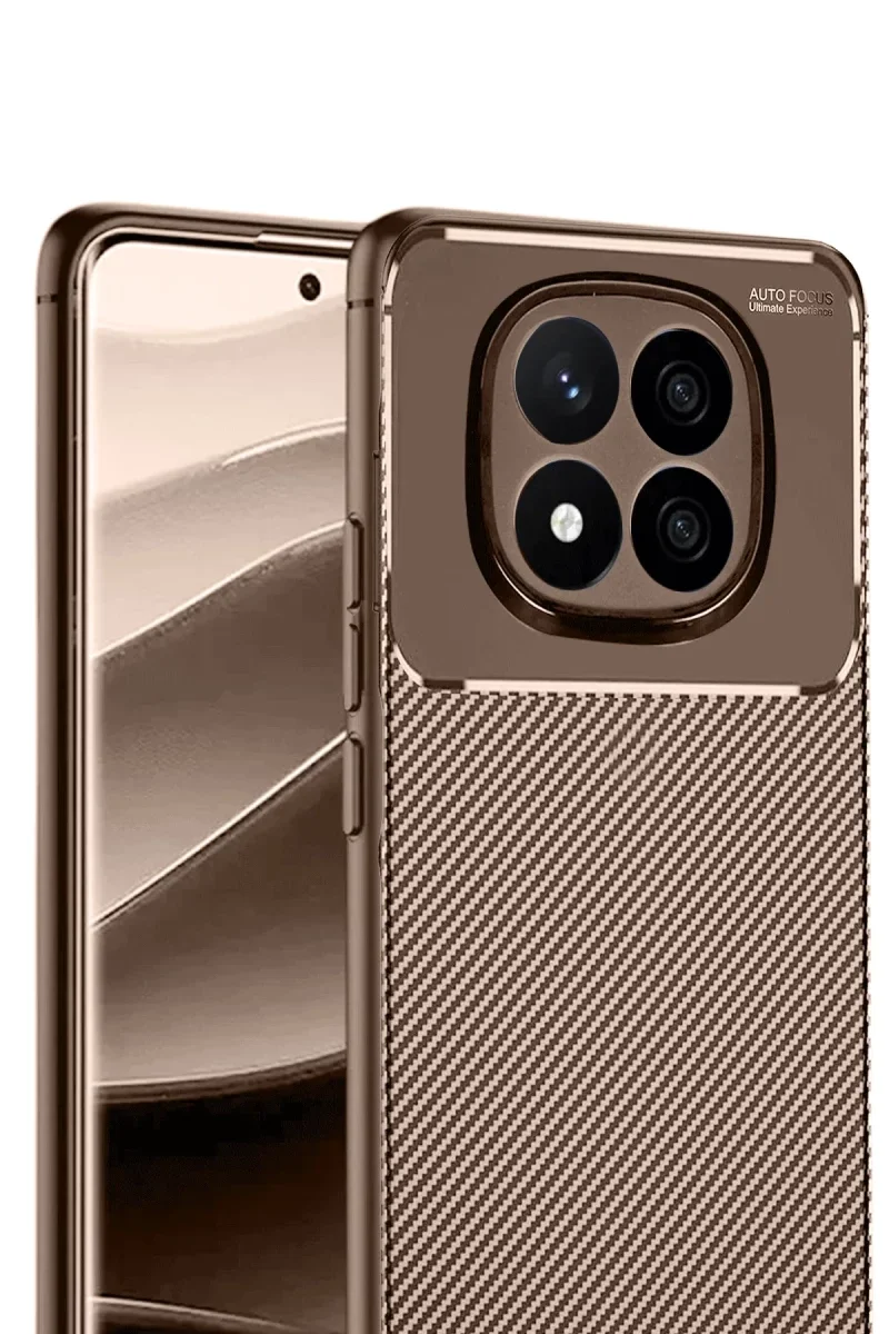 Xiaomi Redmi Note 14 Pro 5G Kılıf Auto Focus Karbon Kapak - Kahverengi