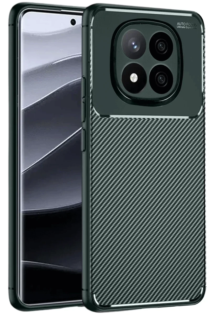 Xiaomi Redmi Note 14 Pro Plus Kılıf Auto Focus Karbon Kapak - Koyu Yeşil Xiaomi Redmi Note 14 Pro Plus Kılıf Auto Focus Karbon Kapak - Koyu Yeşil