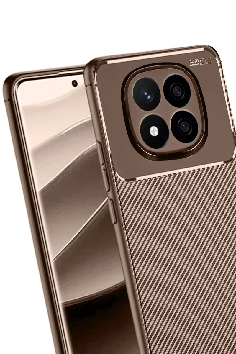 Xiaomi Redmi Note 14 Pro 5G Kılıf Auto Focus Karbon Kapak - Kahverengi