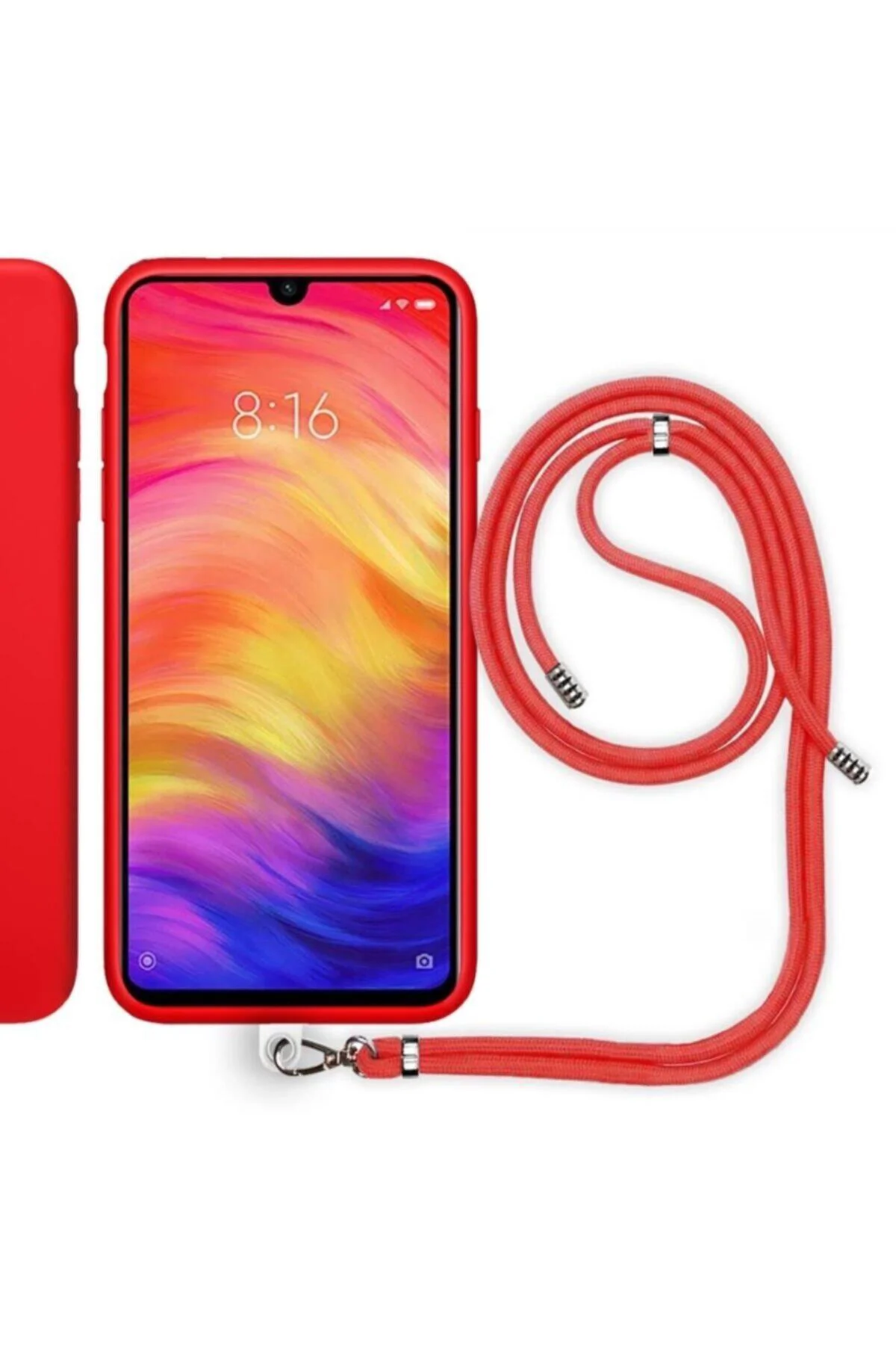 Xiaomi Redmi Note 7 Pro Ip Askılı Silikon Kılıf Kırmızı