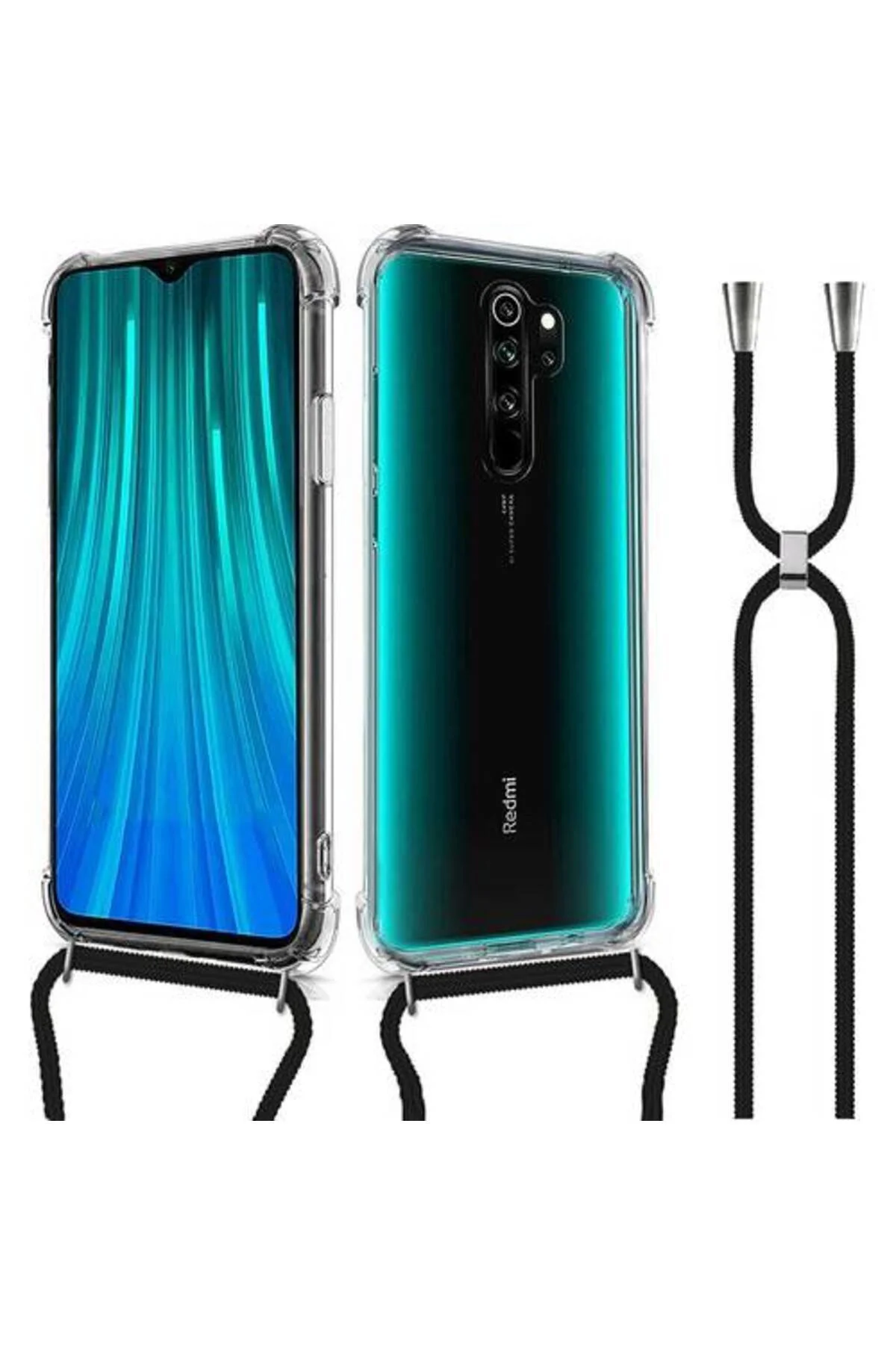 Xiaomi RedMi Note 8 Pro Askılı İpli Şeffaf Tank Kılıf