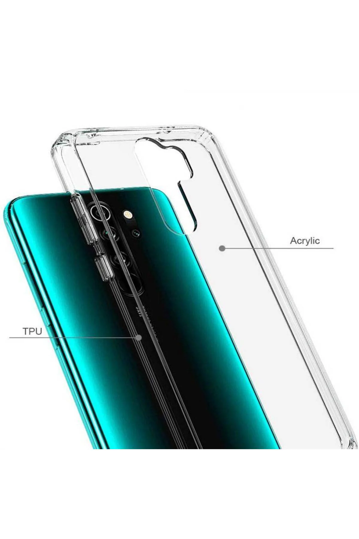 Xiaomi Redmi Note 8 Pro 2.0 MM Korumalı Silikon Kılıf Şeffaf