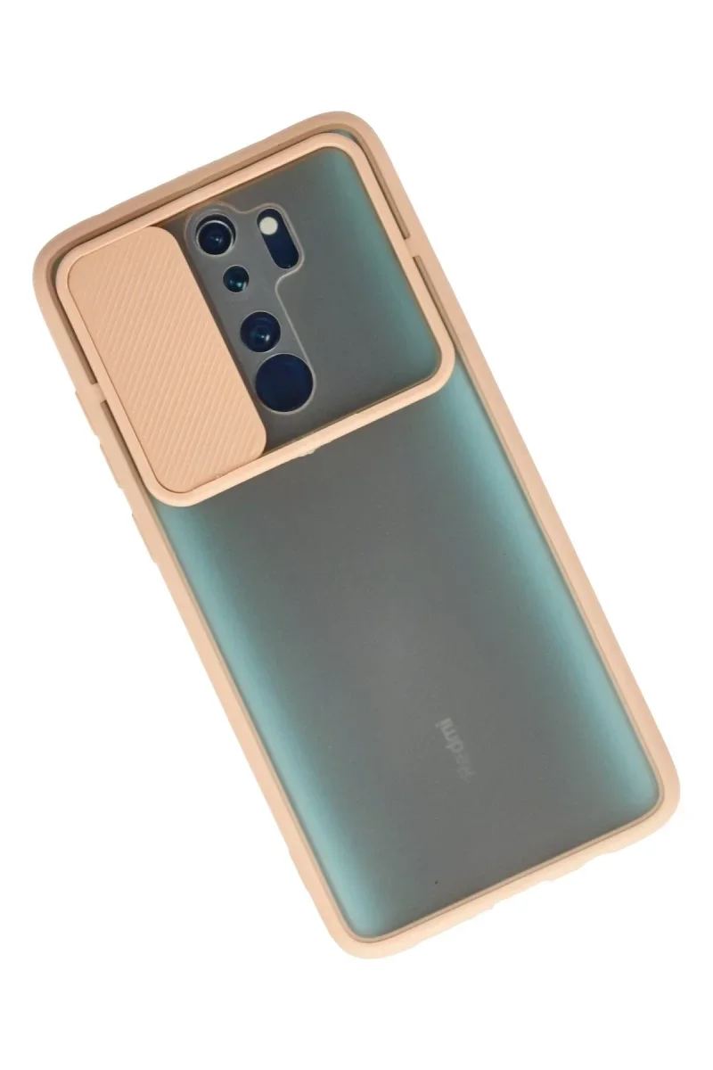 Xiaomi Redmi Note 8 Pro Kılıf Palm Buzlu Kamera Sürgülü Silikon - Pembe