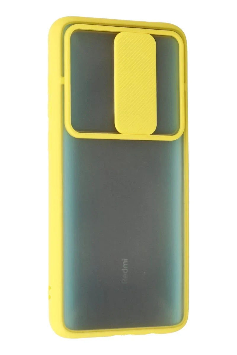 Xiaomi Redmi Note 8 Pro Kılıf Palm Buzlu Kamera Sürgülü Silikon - Sarı