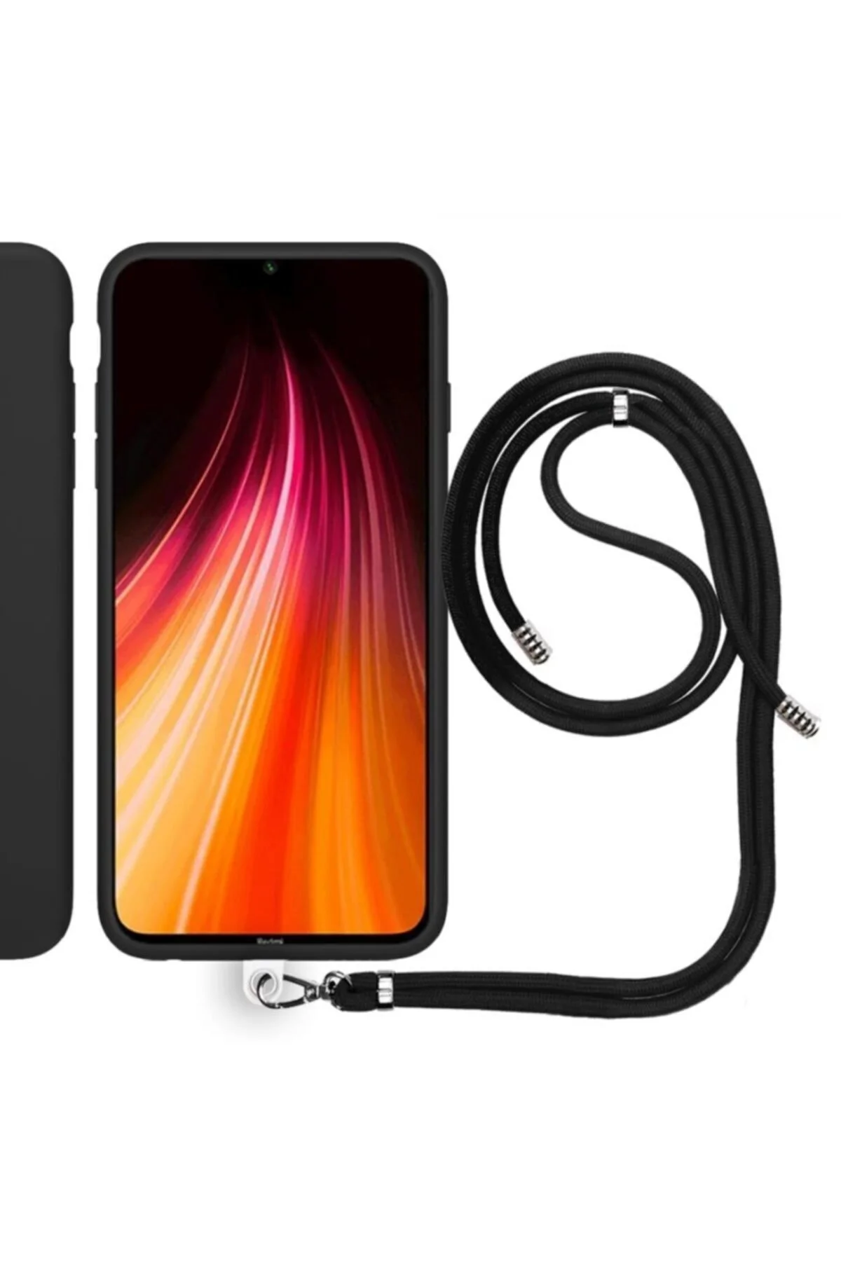 Xiaomi Redmi Note 8 İp Askılı Silikon Kılıf Siyah