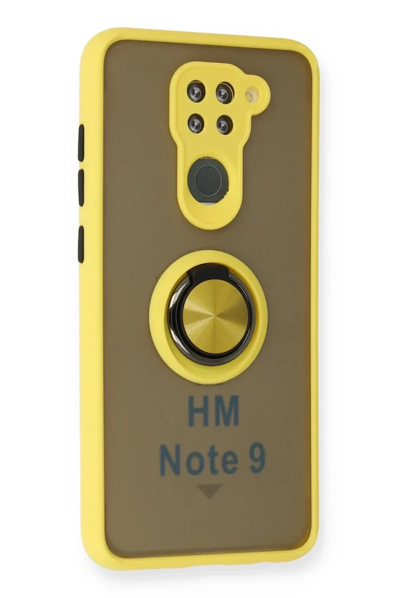 Xiaomi Redmi Note 9 Kılıf Montreal Yüzüklü Silikon Kapak - Sarı