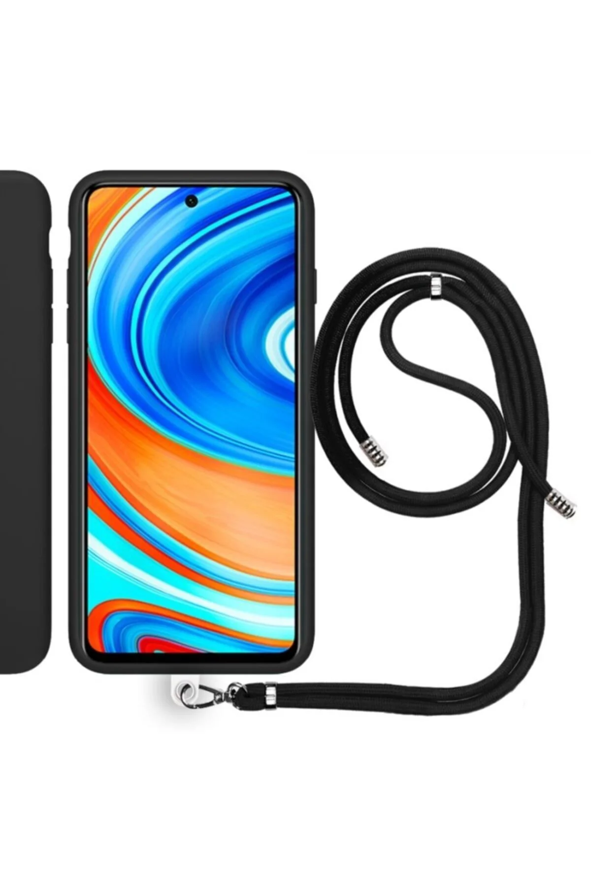 Xiaomi Redmi Note 9 Pro İp Askılı Silikon Kılıf Siyah