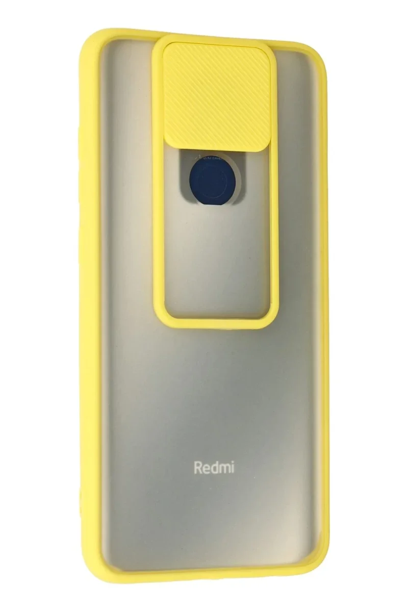 Xiaomi Redmi Note 9 Kılıf Palm Buzlu Kamera Sürgülü Silikon - Sarı Xiaomi Redmi Note 9 Kılıf Palm Buzlu Kamera Sürgülü Silikon - Sarı