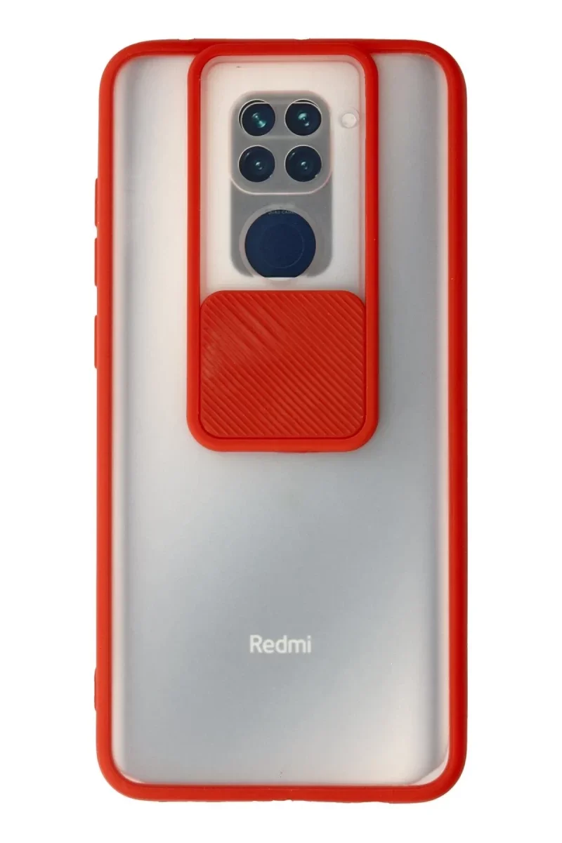 Xiaomi Redmi Note 9 Kılıf Palm Buzlu Kamera Sürgülü Silikon - Kırmızı Xiaomi Redmi Note 9 Kılıf Palm Buzlu Kamera Sürgülü Silikon - Kırmızı