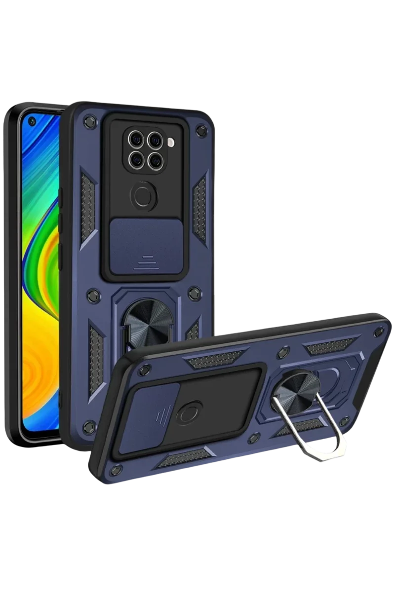 Xiaomi Redmi Note 9 4G Kılıf Pars Lens Yüzüklü Silikon - Lacivert