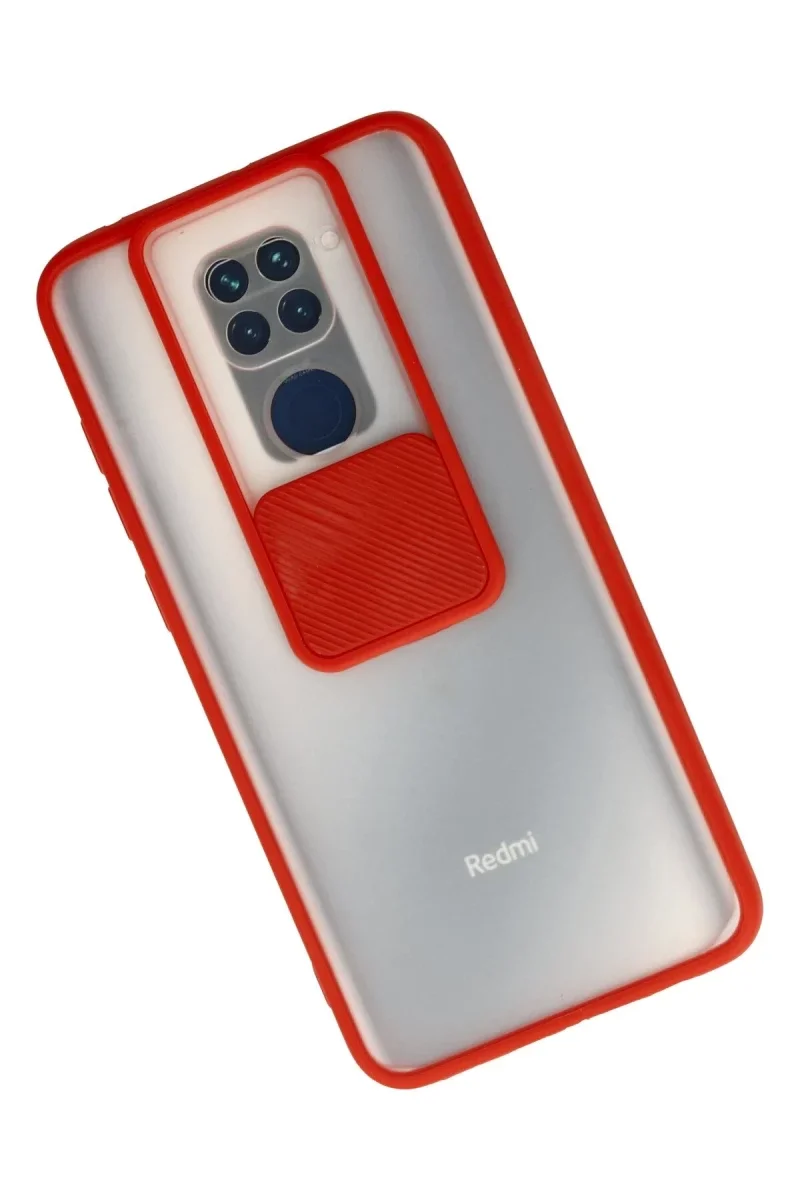 Xiaomi Redmi Note 9 Kılıf Palm Buzlu Kamera Sürgülü Silikon - Kırmızı Xiaomi Redmi Note 9 Kılıf Palm Buzlu Kamera Sürgülü Silikon - Kırmızı