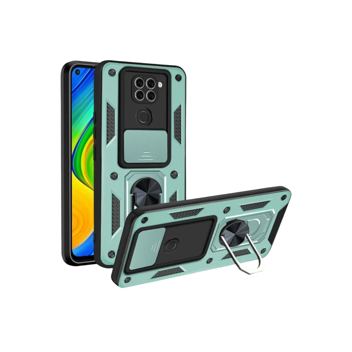 Xiaomi Redmi Note 9 4G Kılıf Pars Lens Yüzüklü Silikon - Yeşil Xiaomi Redmi Note 9 4G Kılıf Pars Lens Yüzüklü Silikon - Yeşil