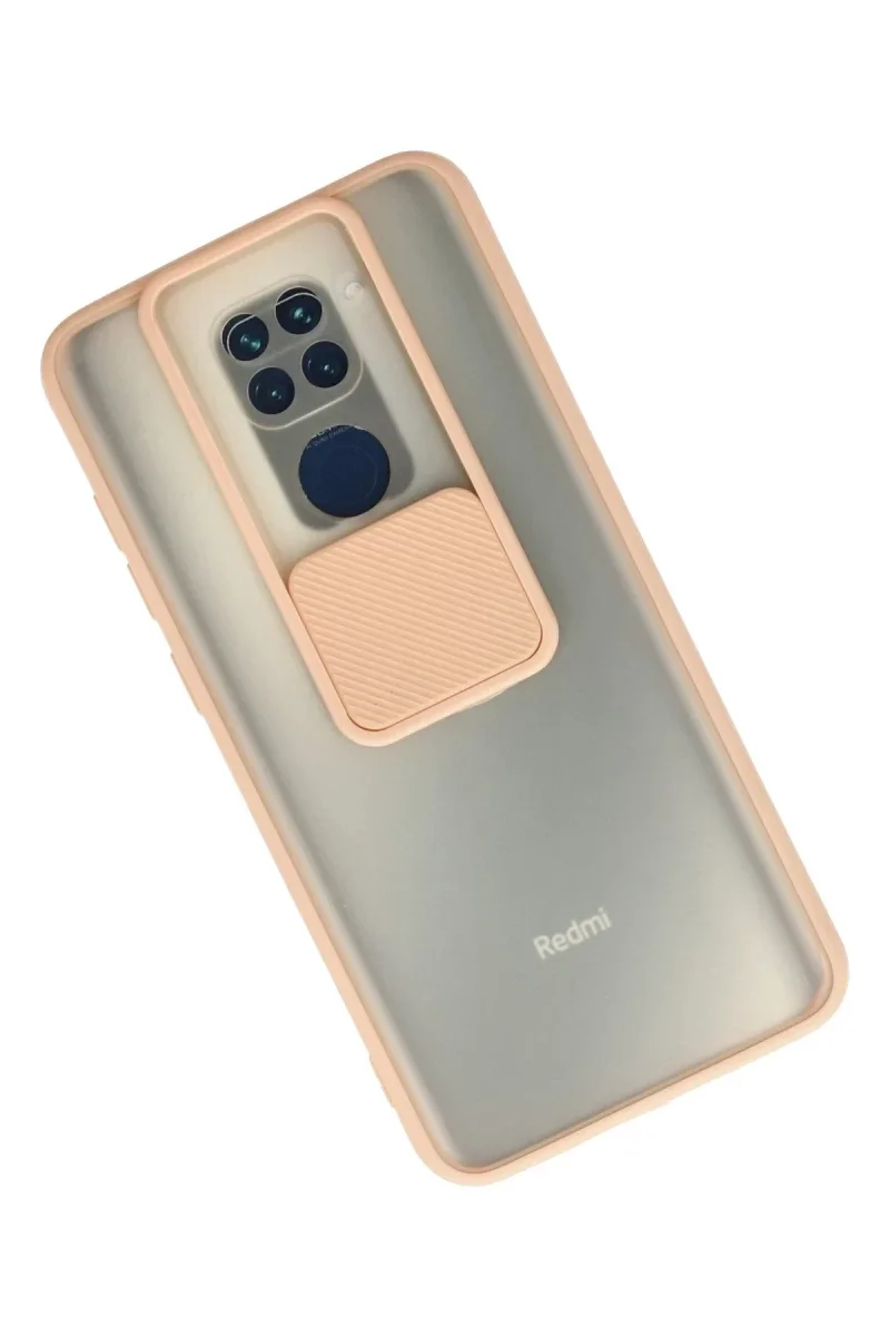 Xiaomi Redmi Note 9 Kılıf Palm Buzlu Kamera Sürgülü Silikon - Pembe