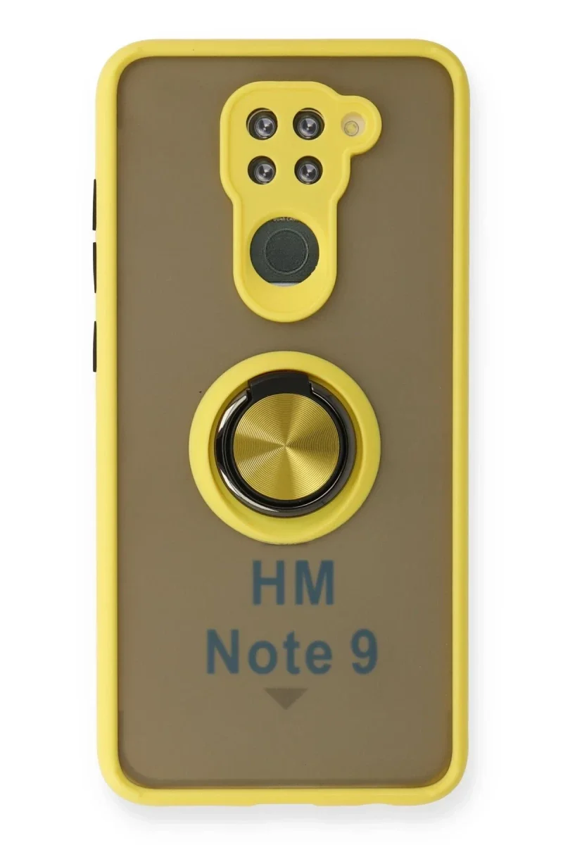Xiaomi Redmi Note 9 Kılıf Montreal Yüzüklü Silikon Kapak - Sarı