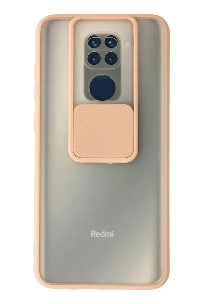 Xiaomi Redmi Note 9 Kılıf Palm Buzlu Kamera Sürgülü Silikon - Pembe