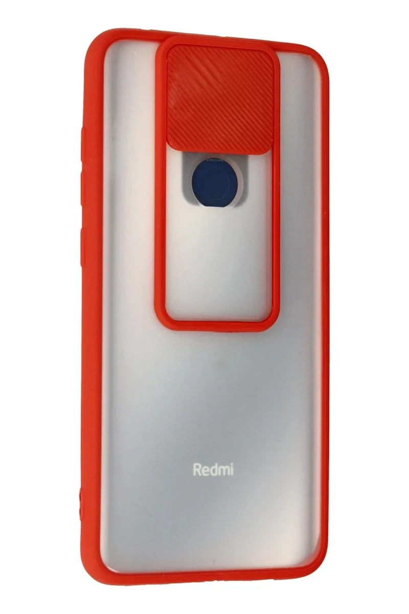 Xiaomi Redmi Note 9 Kılıf Palm Buzlu Kamera Sürgülü Silikon - Kırmızı Xiaomi Redmi Note 9 Kılıf Palm Buzlu Kamera Sürgülü Silikon - Kırmızı