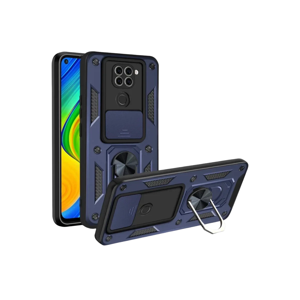 Xiaomi Redmi Note 9 4G Kılıf Pars Lens Yüzüklü Silikon - Lacivert