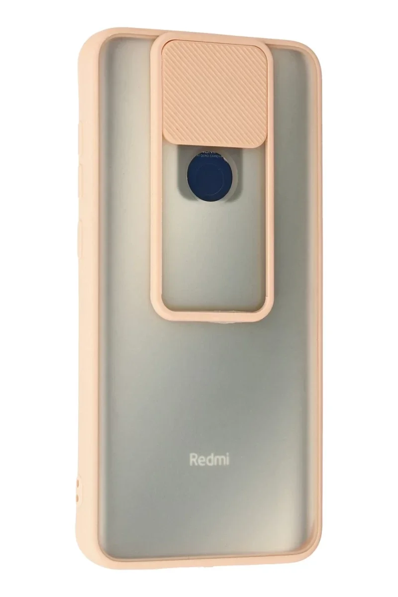 Xiaomi Redmi Note 9 Kılıf Palm Buzlu Kamera Sürgülü Silikon - Pembe