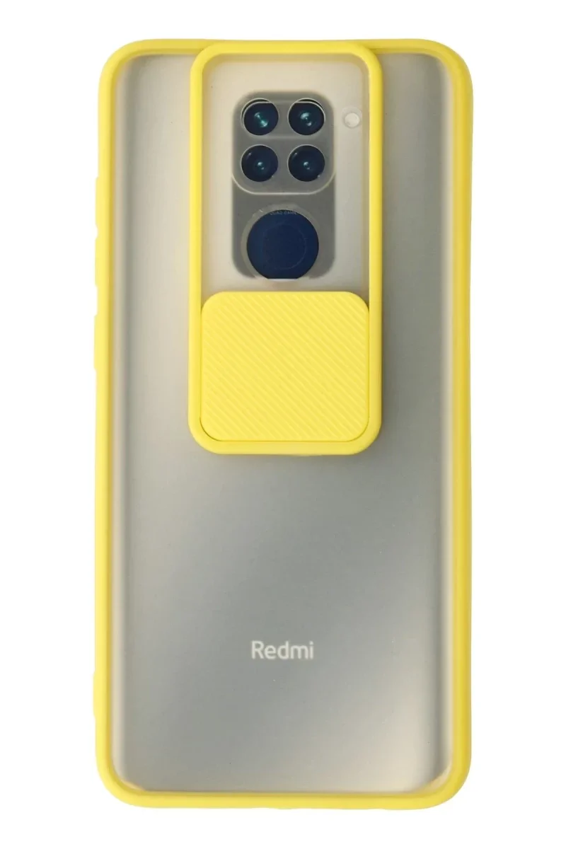 Xiaomi Redmi Note 9 Kılıf Palm Buzlu Kamera Sürgülü Silikon - Sarı Xiaomi Redmi Note 9 Kılıf Palm Buzlu Kamera Sürgülü Silikon - Sarı