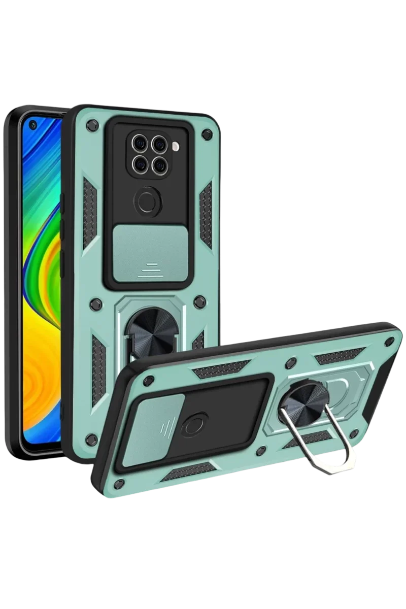 Xiaomi Redmi Note 9 4G Kılıf Pars Lens Yüzüklü Silikon - Yeşil Xiaomi Redmi Note 9 4G Kılıf Pars Lens Yüzüklü Silikon - Yeşil