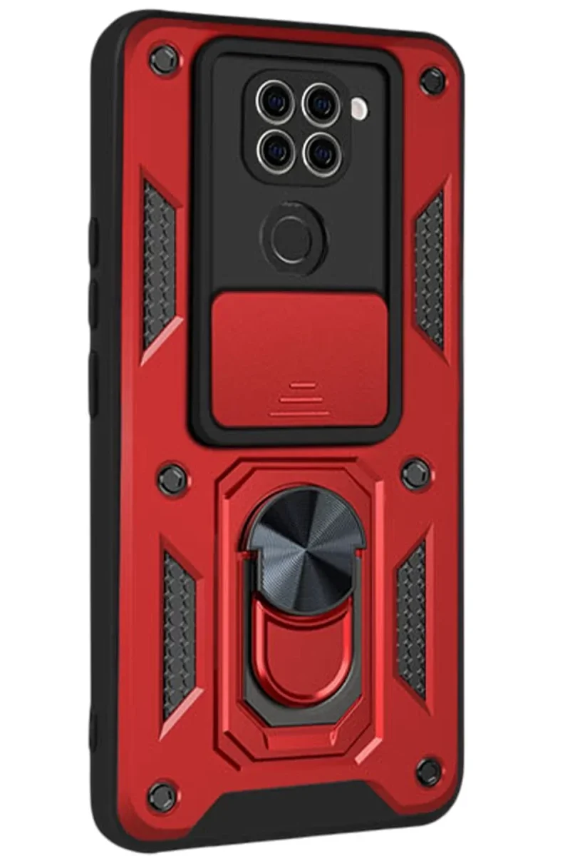 Xiaomi Redmi Note 9 4G Kılıf Pars Lens Yüzüklü Silikon - Kırmızı Xiaomi Redmi Note 9 4G Kılıf Pars Lens Yüzüklü Silikon - Kırmızı