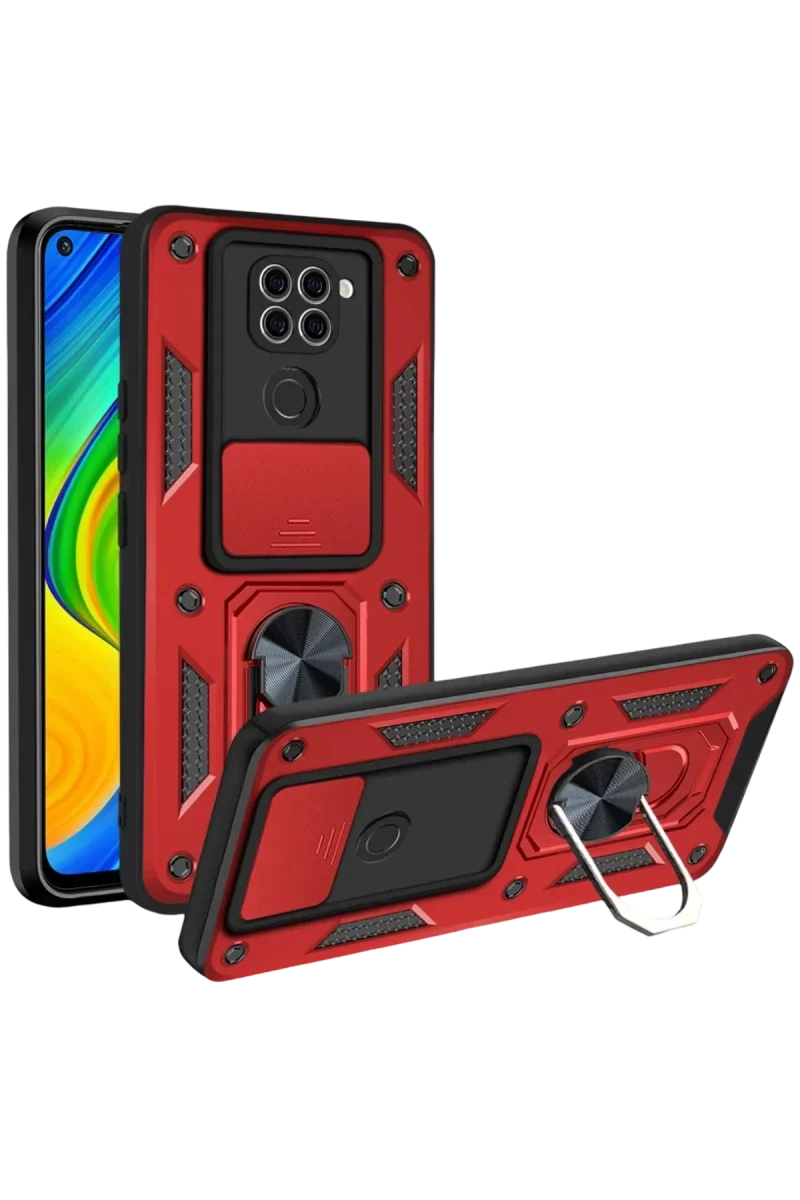 Xiaomi Redmi Note 9 4G Kılıf Pars Lens Yüzüklü Silikon - Kırmızı Xiaomi Redmi Note 9 4G Kılıf Pars Lens Yüzüklü Silikon - Kırmızı