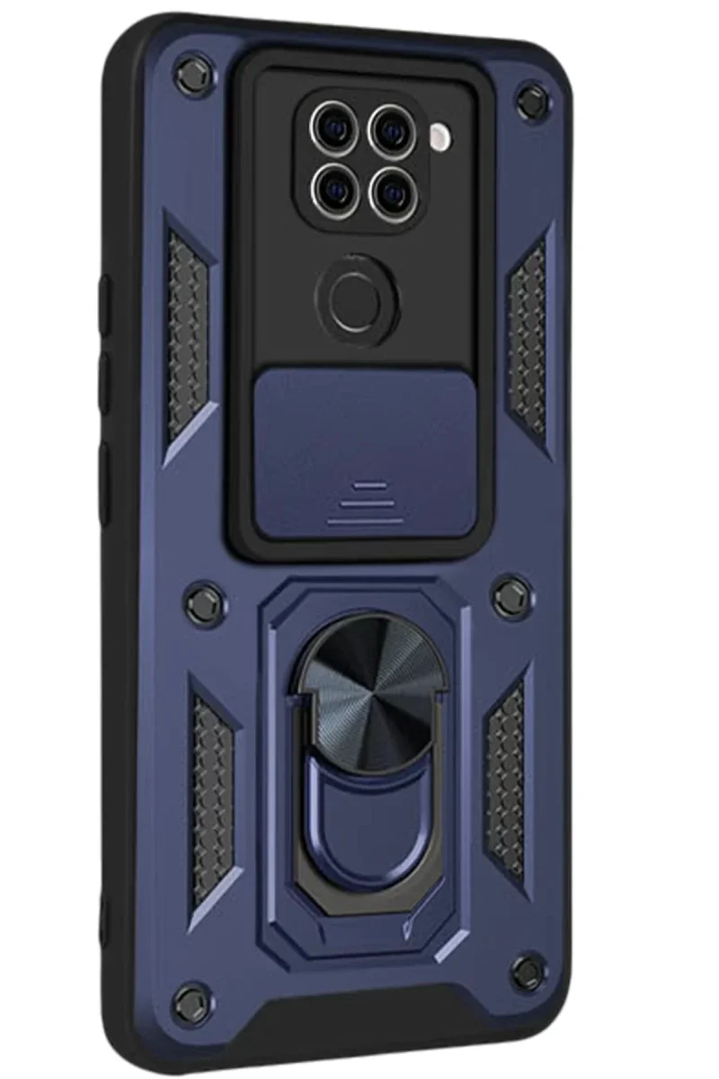 Xiaomi Redmi Note 9 4G Kılıf Pars Lens Yüzüklü Silikon - Lacivert